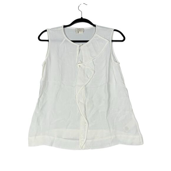 Kate Spade Edison Top White Ruffle Front Blouse Size 4 - Picture 2 of 7